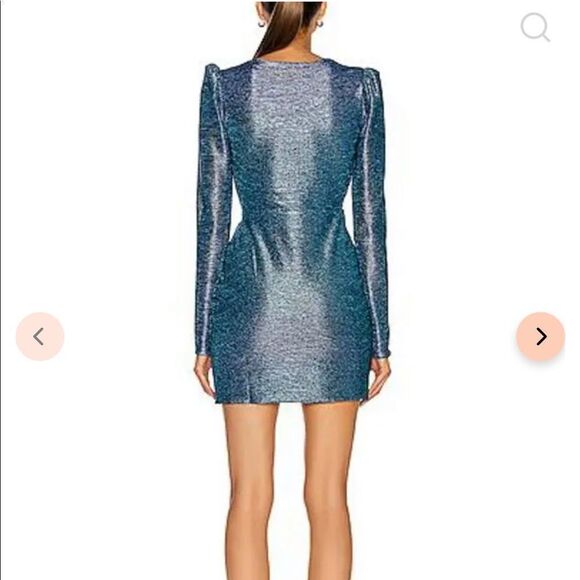 PATBO Blue Metallic Faux Wrap Mini Dress - Picture 3 of 13